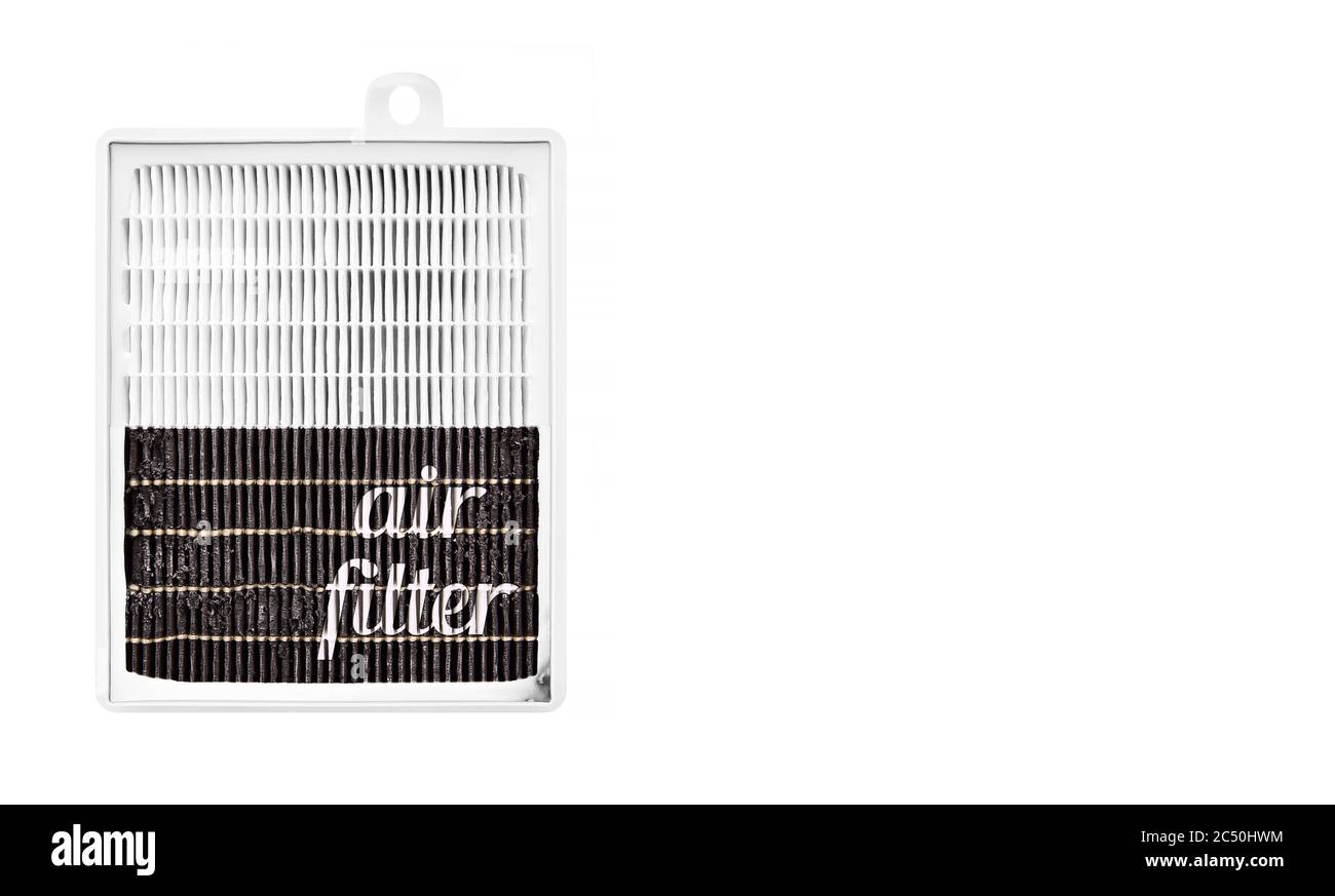 Hocheffizienter Luftfilter für HLK-System. Neuer und gebrauchter Filter. Die Gesundheit des Menschen. Kampf gegen Allergien und gefährliche Partikel. Stockfoto Hocheffizienter Luftfilter für HLK-System. Neuer und gebrauchter Filter. Die Gesundheit des Menschen. Kampf gegen Allergien und gefährliche Partikel. Stockfoto