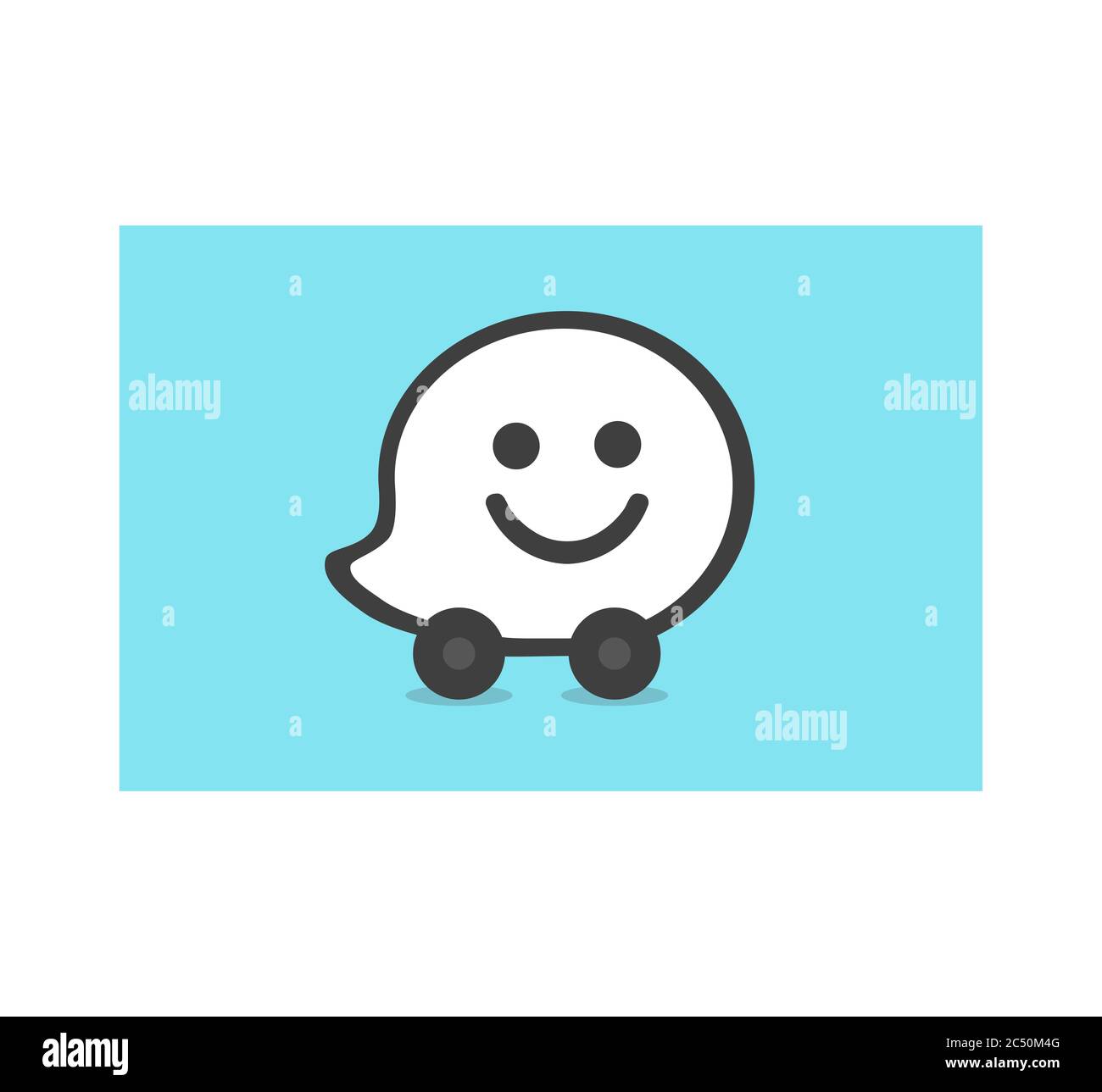 Waze-Logo. Waze ist eine Echtzeit-Anwendung für den Automobilverkehr. Waze App . Charkiw, Ukraine - 15. Juni 2020 Stockfoto