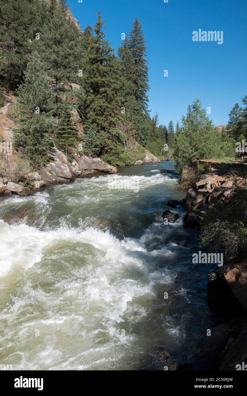 North Fork des South Platte River führt Wasser nach Denver durch Pine Valley Ranch Park, Colorado Stockfoto