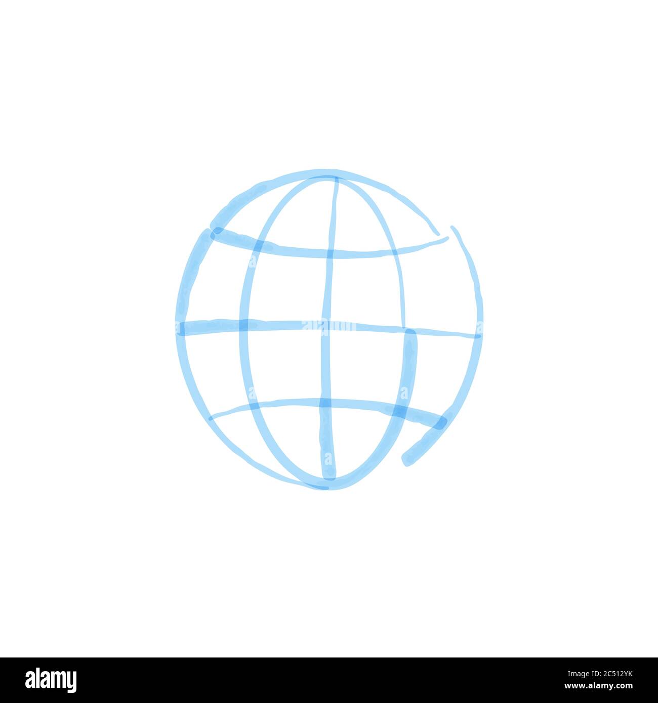 Globus Hand gezeichnet Erde auf weißem Hintergrund. Welt im Doodles-Stil. Umwelt Doodle Design für den Tag der Erde. Stock Vektor Illustration isoliert auf Stock Vektor