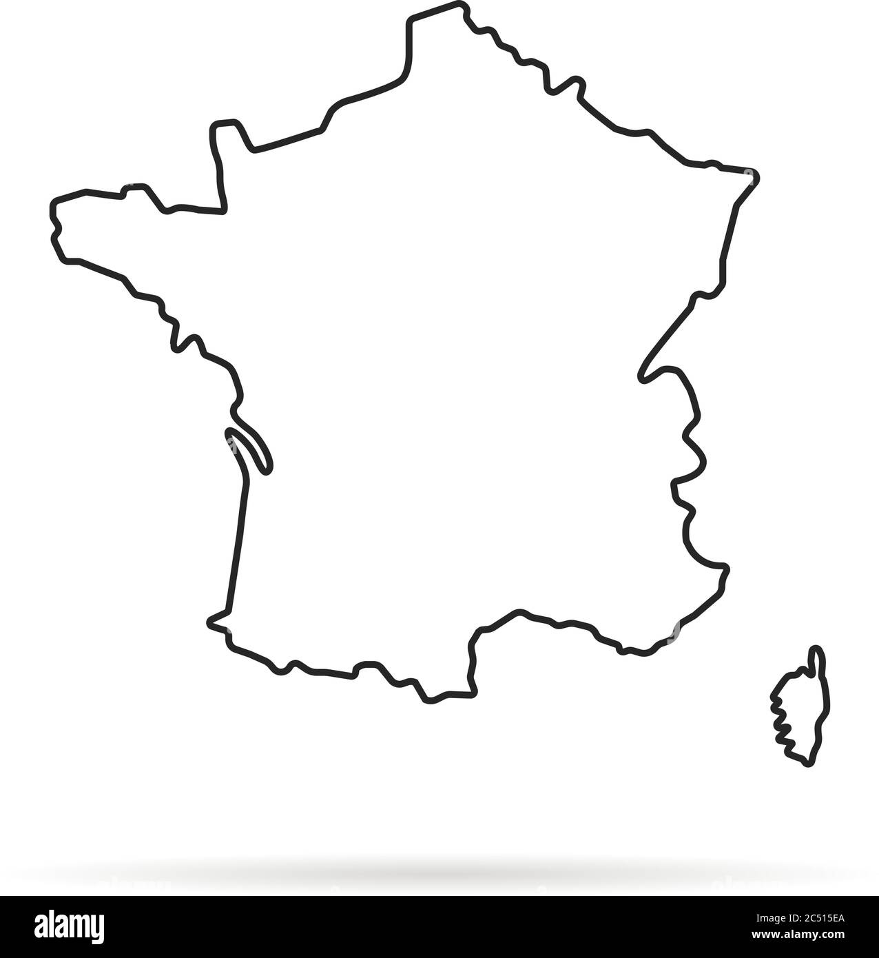 Schwarze Umrisse handgezeichnete Karte von frankreich Stock