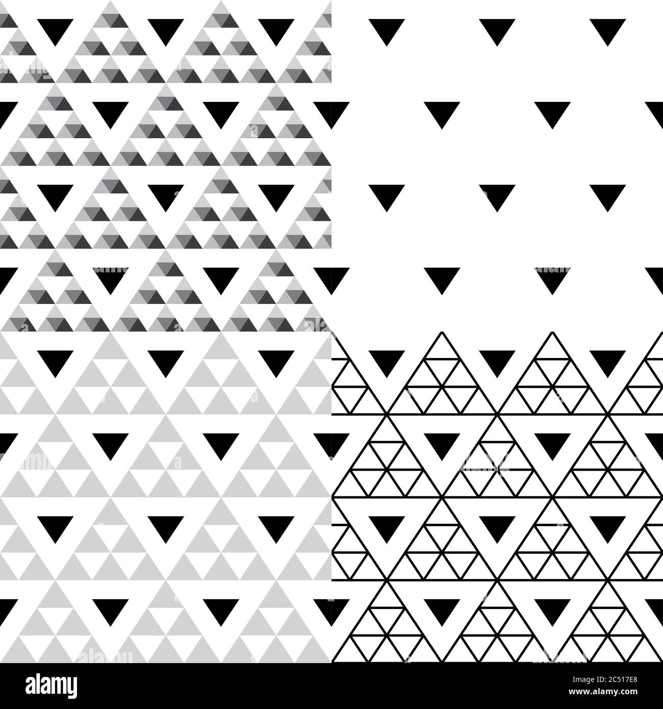 Dreieck Vektor nahtlose Muster Set - Sammlung von vier geometrischen repetitiven Textil-Designs Stock Vektor