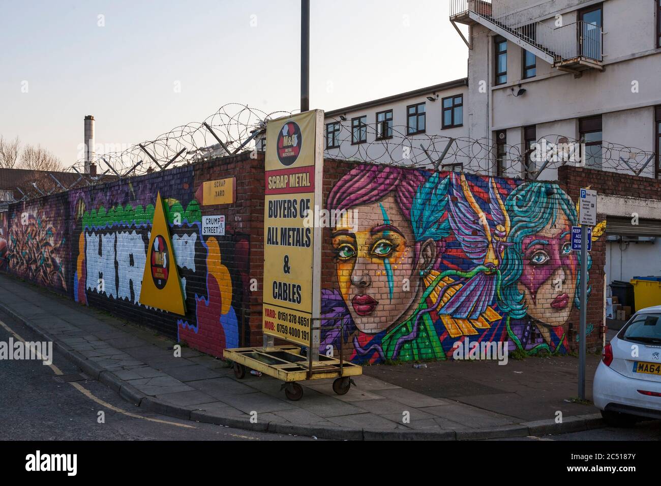 Graffiti, Ecke Grönland und Crump Street, Baltic Triangle, Liverpool, England Stockfoto