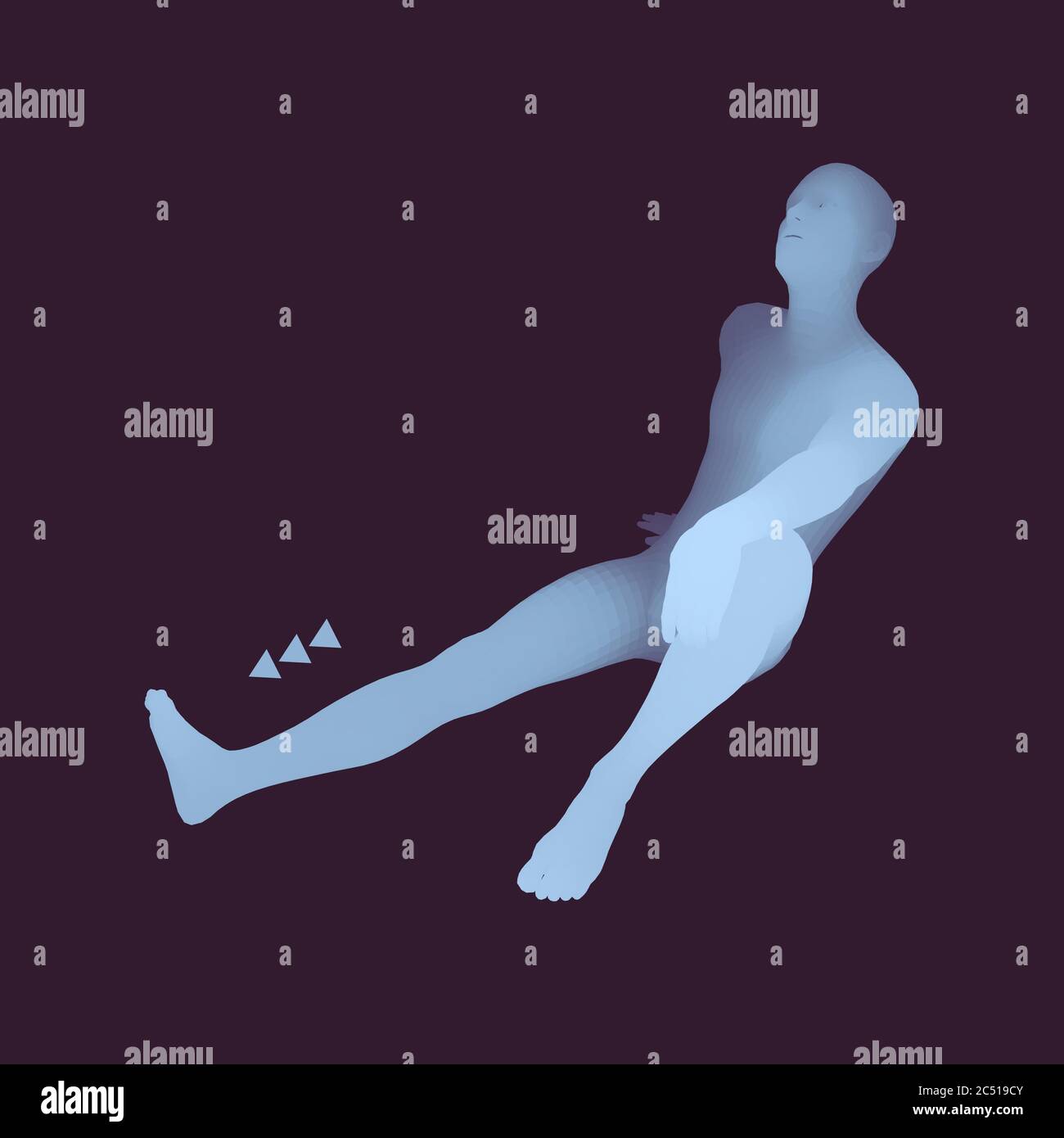 Mann in einem Denker darstellen. 3D-Modell des Menschen. Wirtschaft, Wissenschaft, Psychologie oder Philosophie Vektor Illustration. Stock Vektor