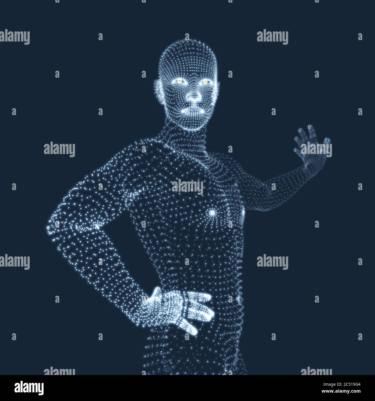 Mann in einem Denker darstellen. 3D-Modell des Menschen. Geometrischen Design. Wirtschaft, Wissenschaft, Psychologie oder Philosophie Vektor Illustration. Stock Vektor