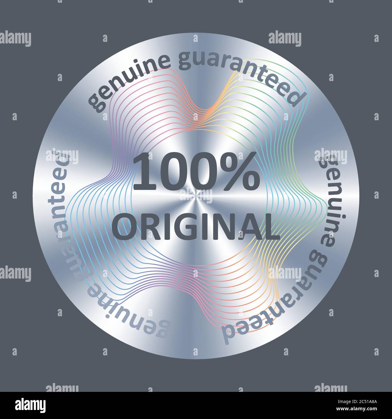 Original Silber rund holographischen Aufkleber. Vektor-Abzeichen, Symbol für die Produktqualität Garantie, holographische Aufkleber Stock Vektor