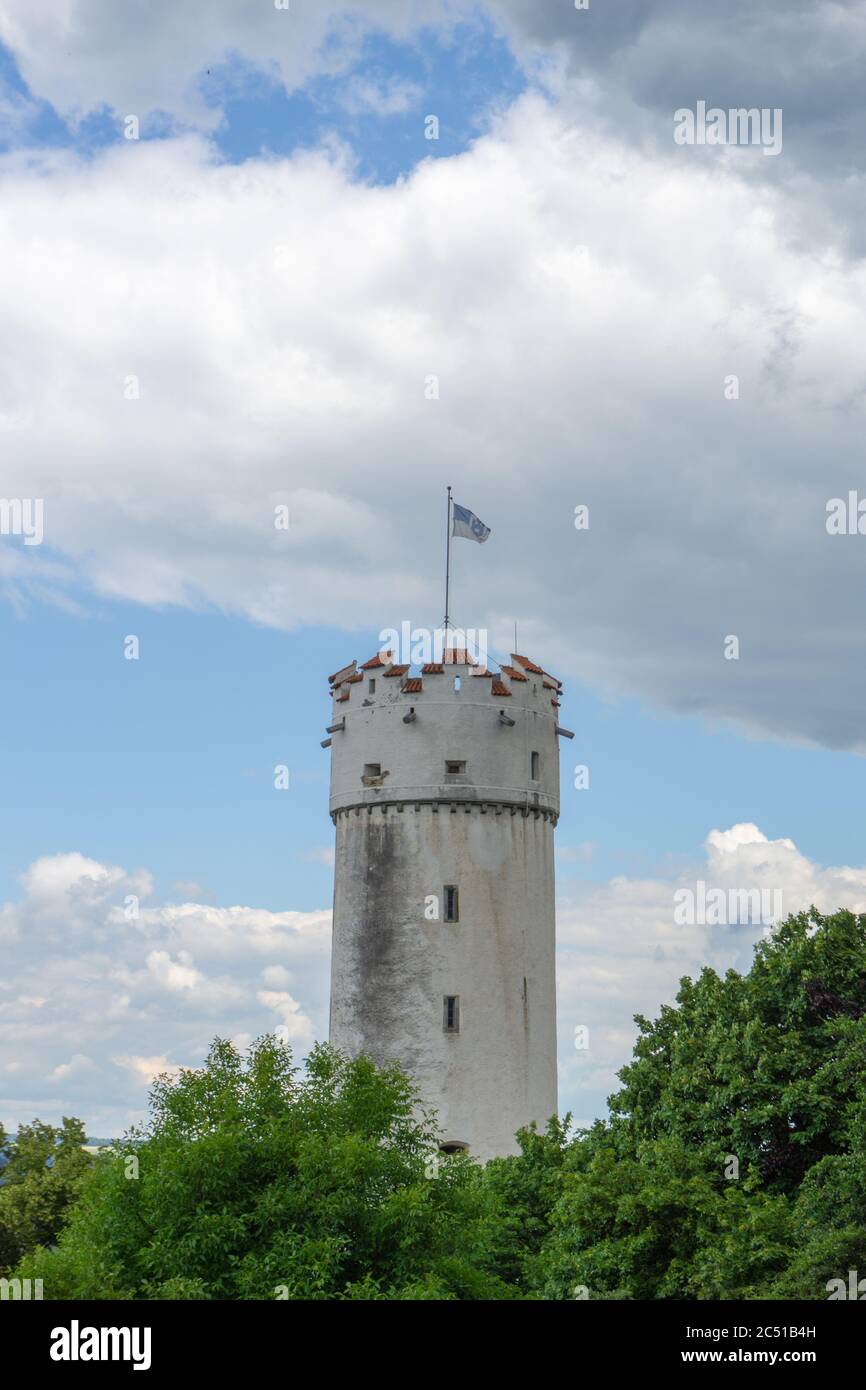 Ravensburg, BW - 21. Juni 2020: Blick auf den historischen Mehlsack-Turm in Ravensburg Stockfoto