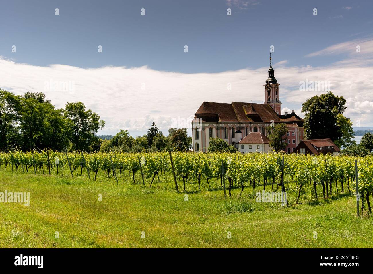 Birnau, BW / Deutschland - 20. Juni 2020: Blick auf den historischen Dom in Birnau am Bodensee in Süddeutschland Stockfoto