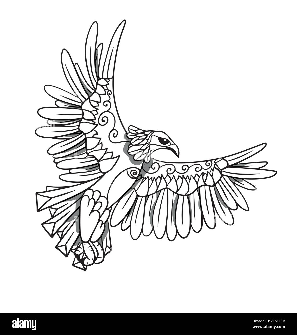 Linienkunst eines Cartoon-Adlers Stock Vektor