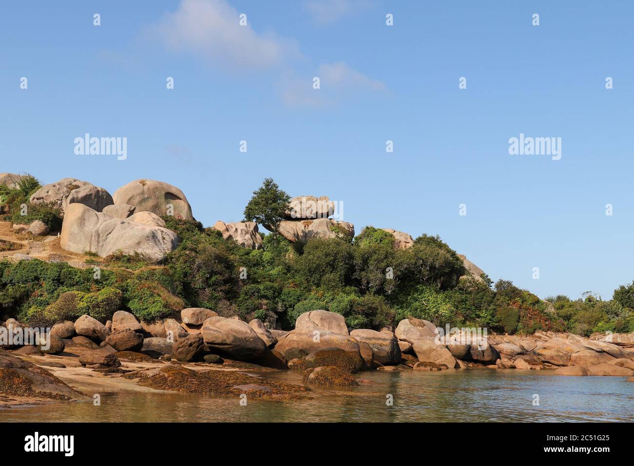 Côte de Granit Rose Stockfoto