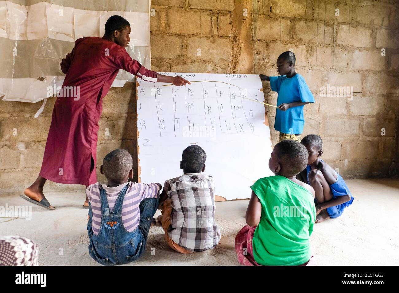 Schulunterricht für körperlich und geistig behinderte Kinder des Waisenhauses 'Nazareth Home for God´s Children' in Sang / Ghana Stockfoto