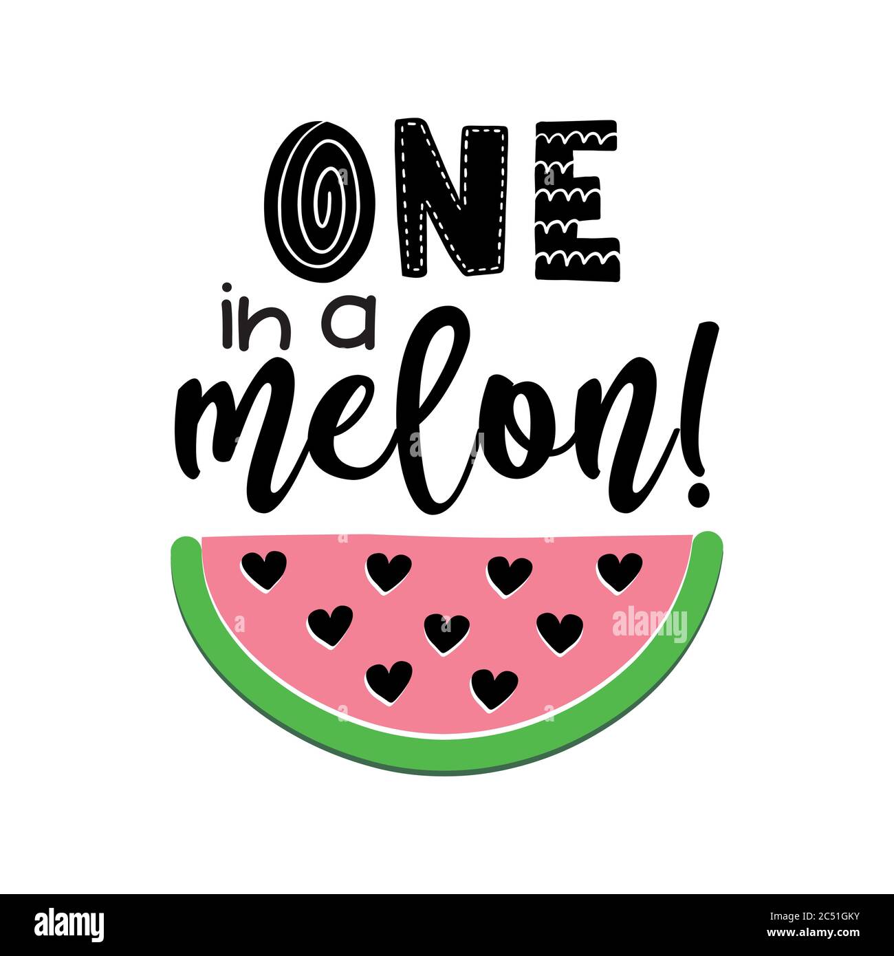 Ein in einer Melone - Hand Vector Illustration gezeichnet. Valentinstag Farbe Poster. Gut für scrap Booking, Poster, Grußkarten, Fahnen, Textilien, gif Stock Vektor