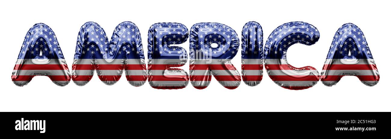 Amerika USA Sterne und Streifen Folienballon Wort. 3D-Rendering Stockfoto