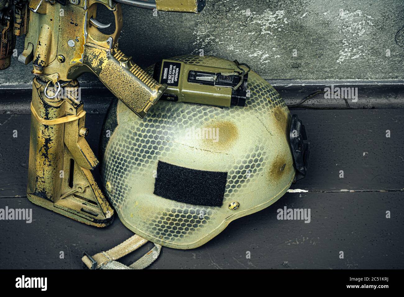 Moderne Waffenserie. US Army Sturmgewehr, Nahaufnahme. Stockfoto