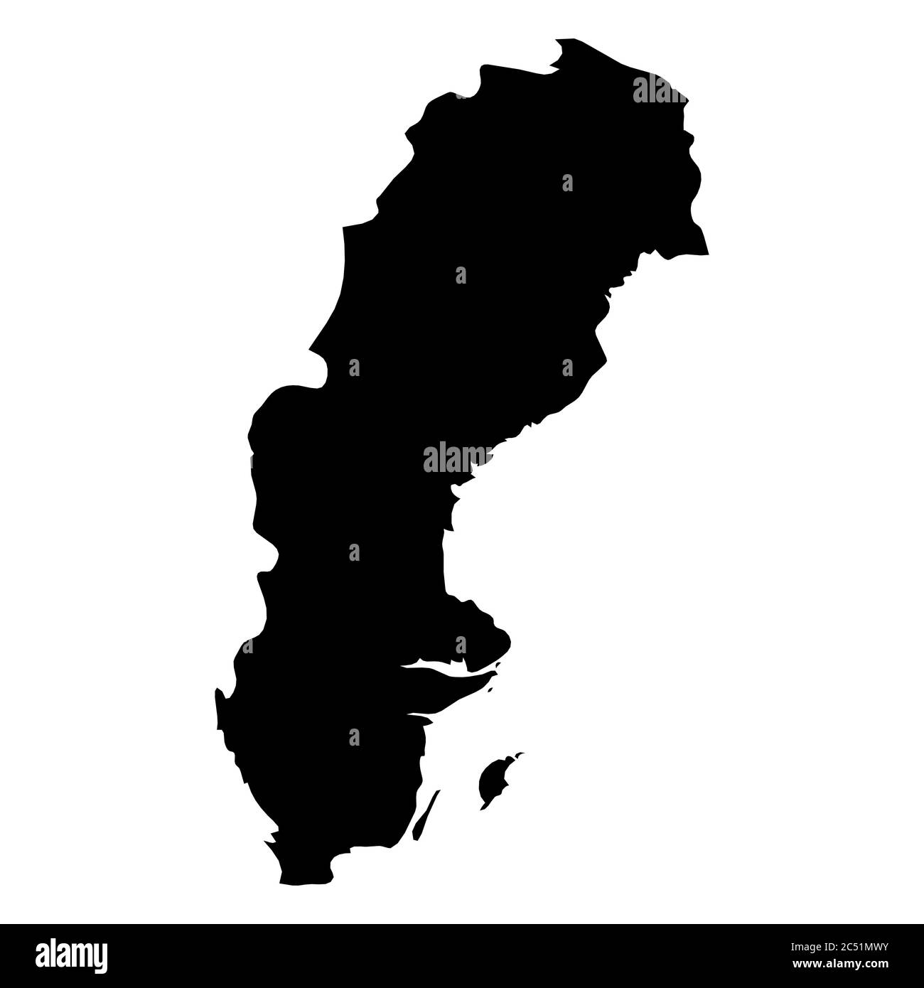 Schweden - solide schwarze Silhouette Karte des Landes. Einfache flache Vektordarstellung. Stock Vektor