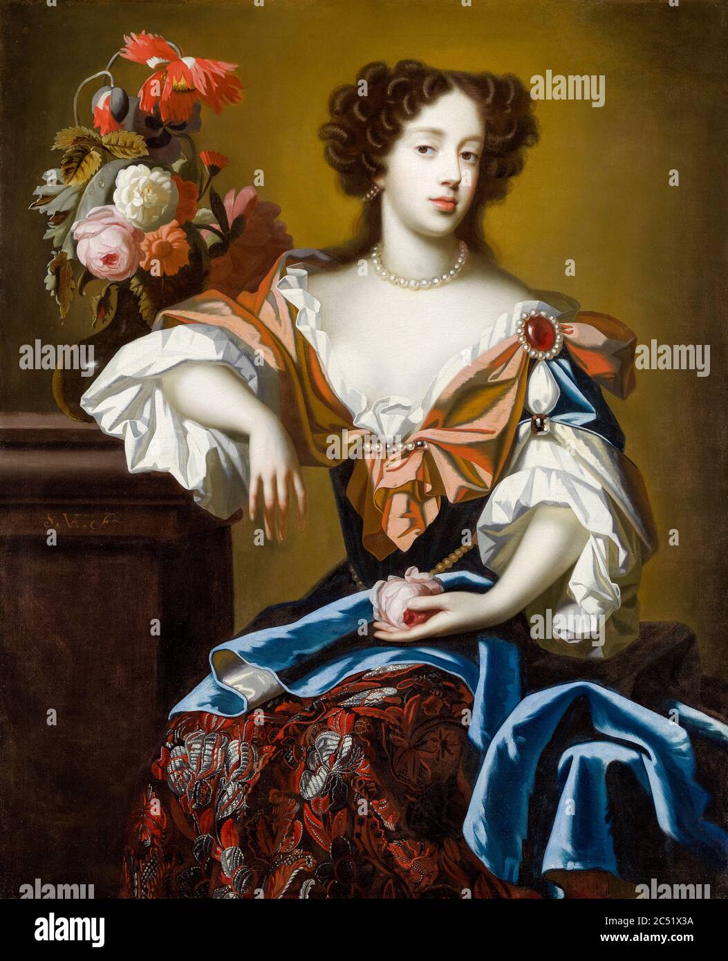 Maria von Modena (1658-1718), Königin Consort von England, Schottland und Irland, zweite Frau von James II und VII, Porträtmalerei von Simon Verelst, um 1680 Stockfoto