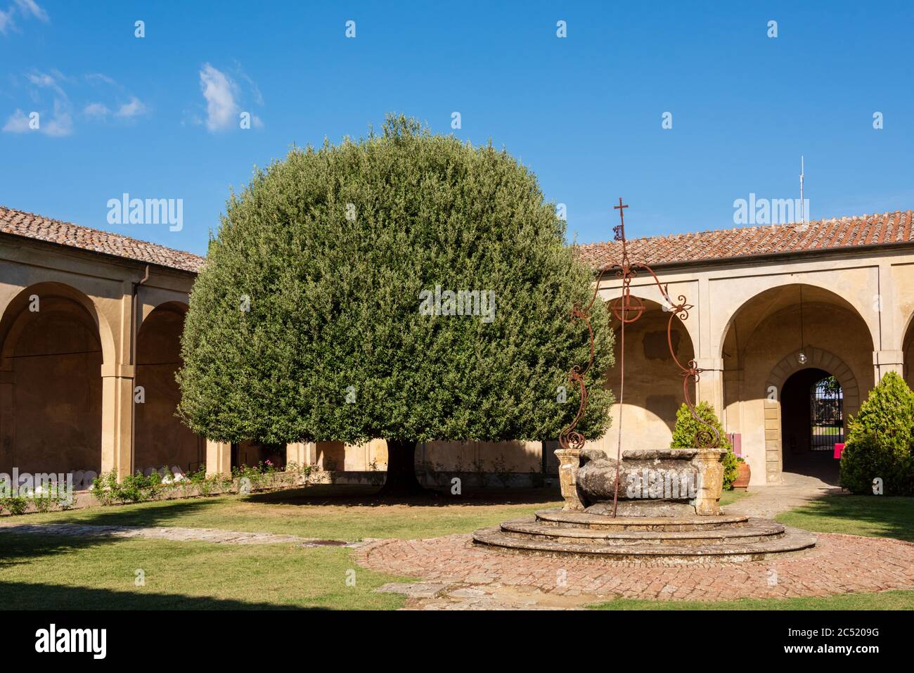 Auf einem Hügel nahe Siena befindet sich die Certosa di Pontignano, ein ehemaliges Kloster, heute als Gästehaus der Universität Siena. Auch als Tourist Stockfoto
