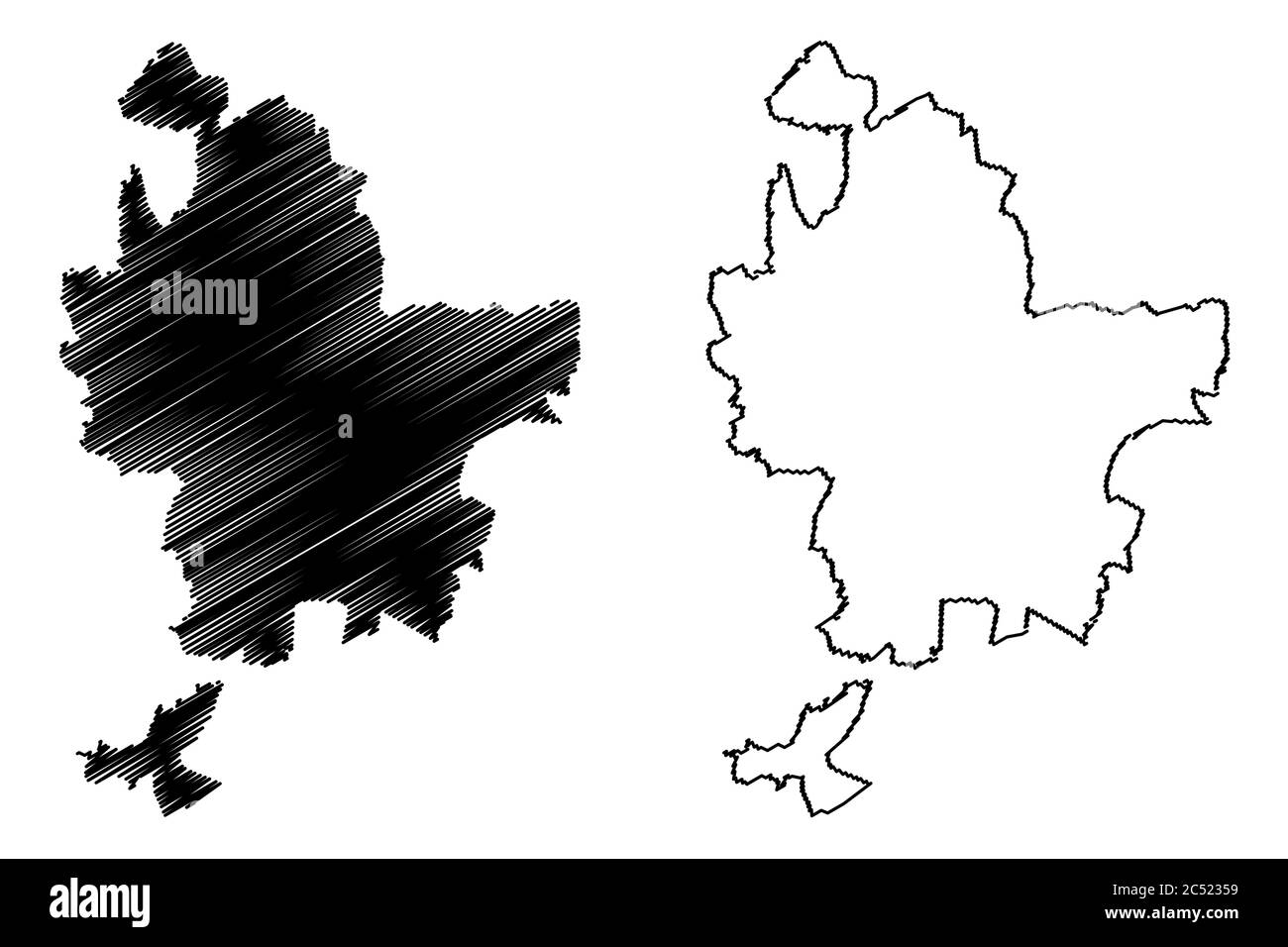 Lyon Metropolis Department (Frankreich, Französische Republik, Auvergne-Rhone-Alpes Region, ARA) Karte Vektorgrafik, Skizze Scribble Grand Lyon Karte Stock Vektor