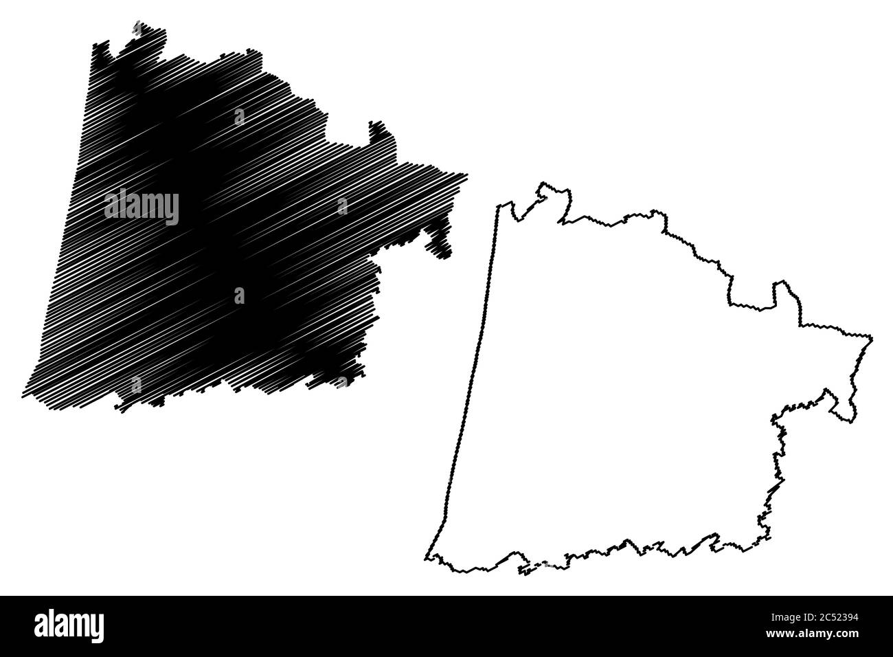Departamento Landes (Frankreich, Frankreich, Frankreich, Region Nouvelle-Aquitaine) Karte Vektorgrafik, Skizze Lanas Karte Stock Vektor