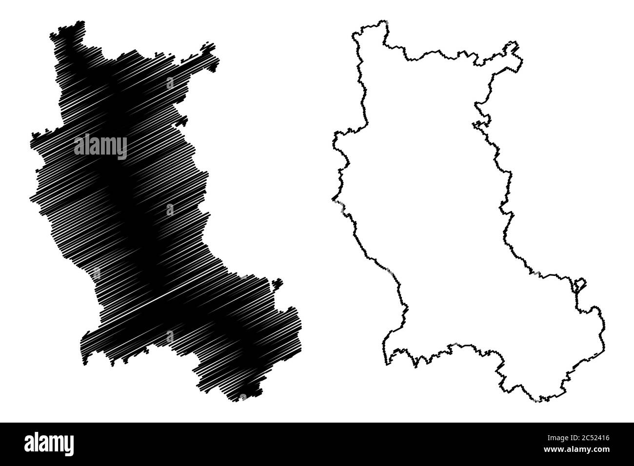 Département Loire (Frankreich, Frankreich, Republik Frankreich, Region Auvergne-Rhone-Alpes, ARA) Karte Vektorgrafik, Skizze Loire Karte Stock Vektor