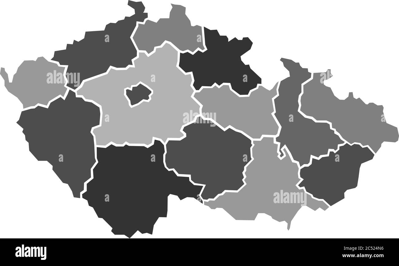 Illustrierte Karte der Tschechischen Republik mit Verwaltungsgebieten, Vektorgrafik Stock Vektor