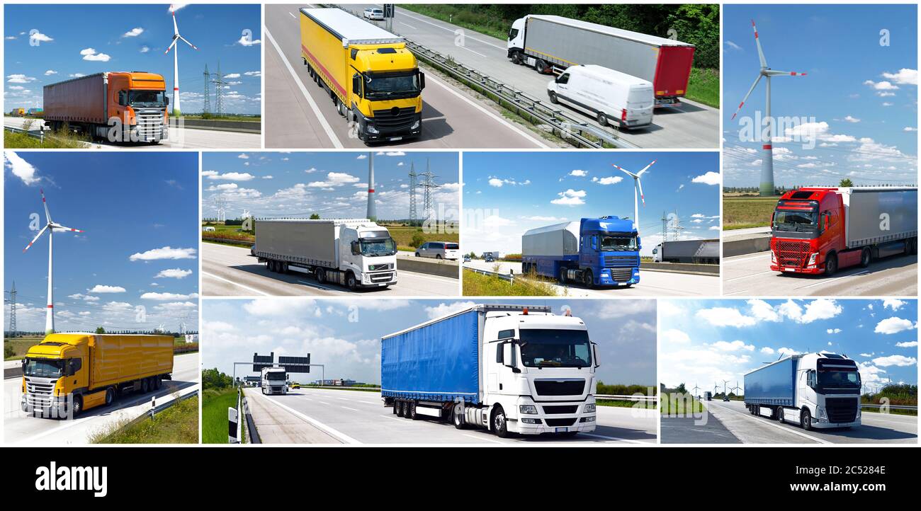Straßentransport von Gütern mit LKW - Handel und Logistik Stockfoto