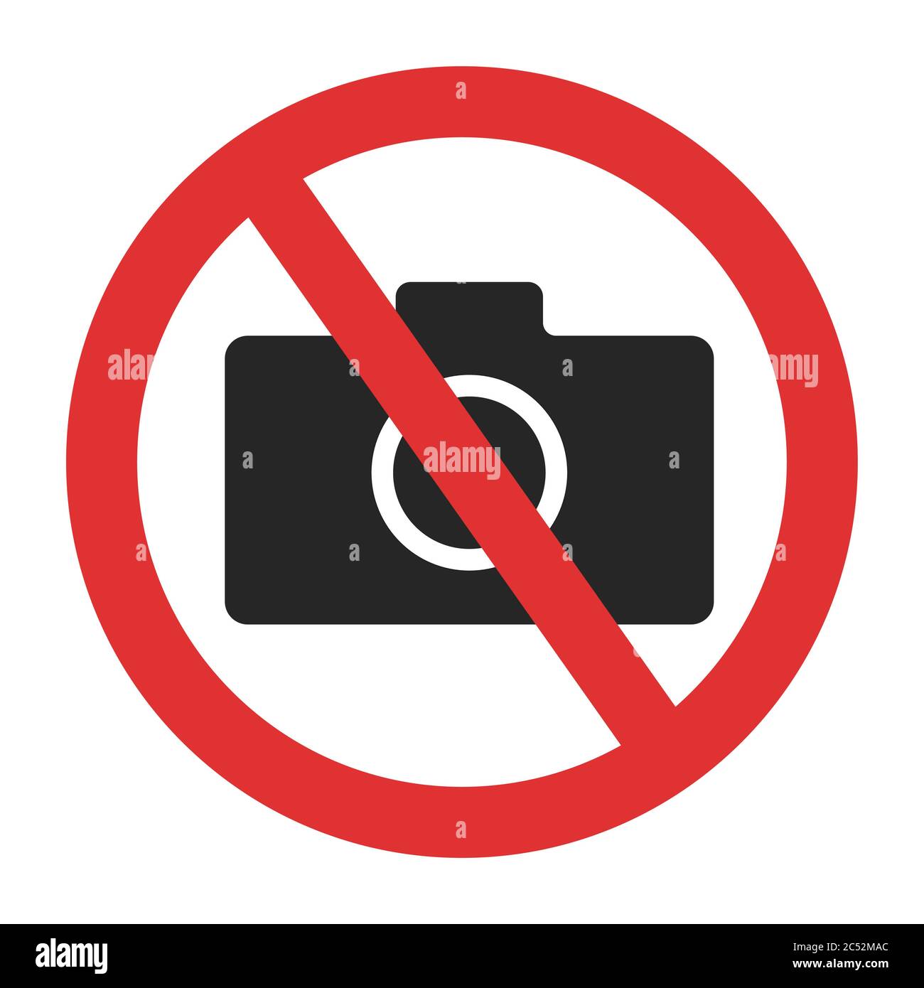 Fotokamera verboten. Verbotene Kamera überquert einfaches Symbol. Es ist nicht erlaubt, ein Foto-Schild zu machen Stock Vektor