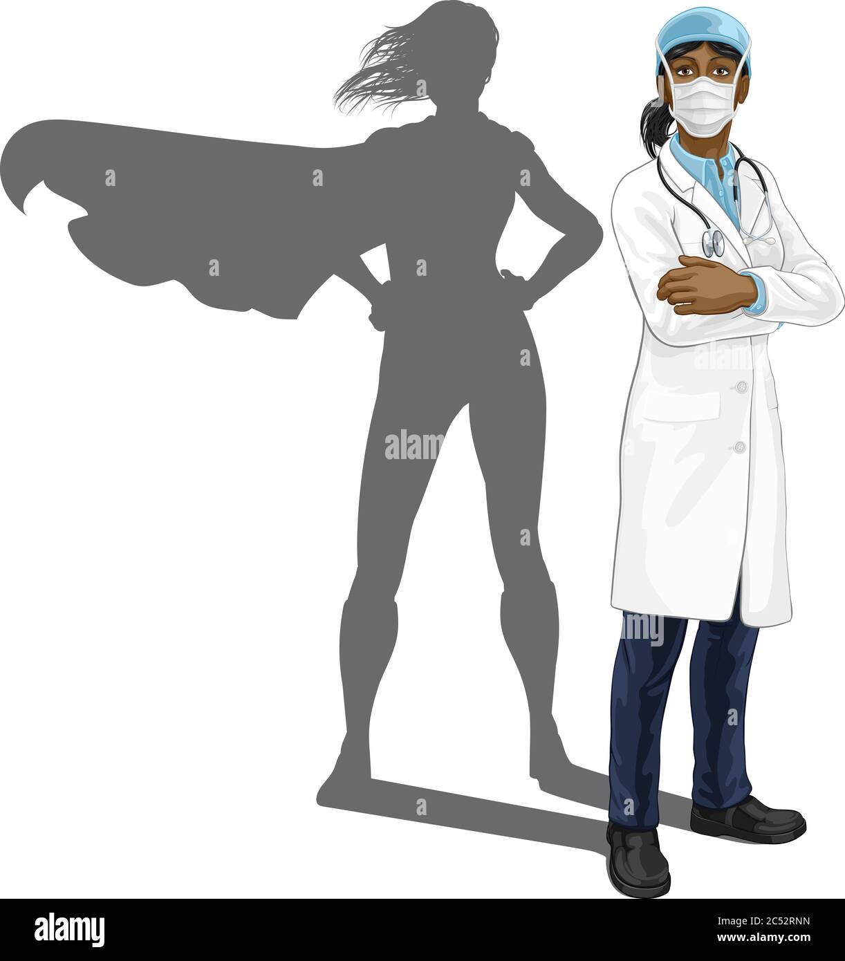 Superheld Doctor Frau Mit Super Hero Shadow Stock Vektor