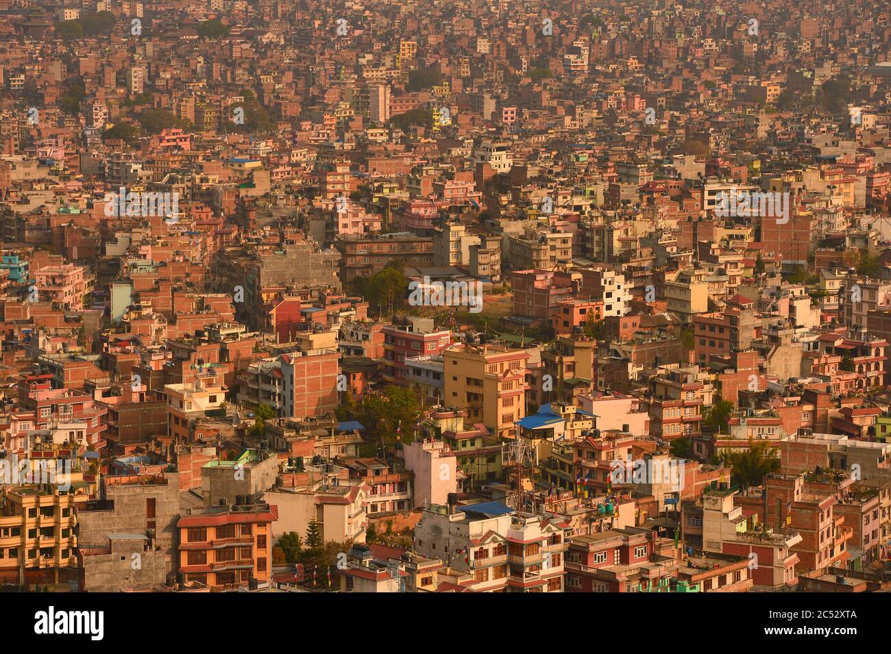 Luftbild bei Sonnenuntergang, Kathmandu, Nepal Stockfoto