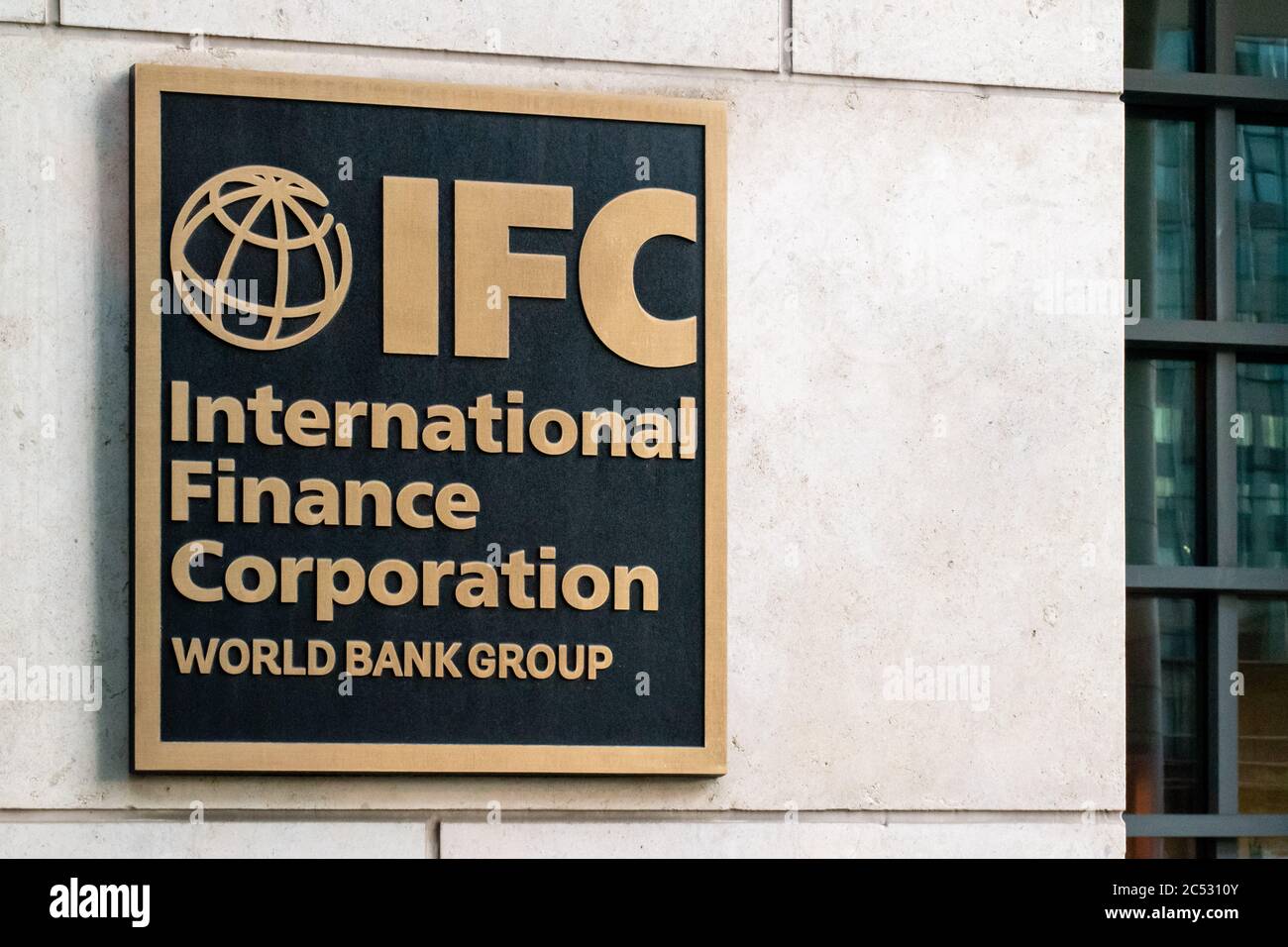 Unterzeichnen Sie außerhalb der International Finance Corporation, IFC, Teil der Weltbank-Gruppe. Stockfoto