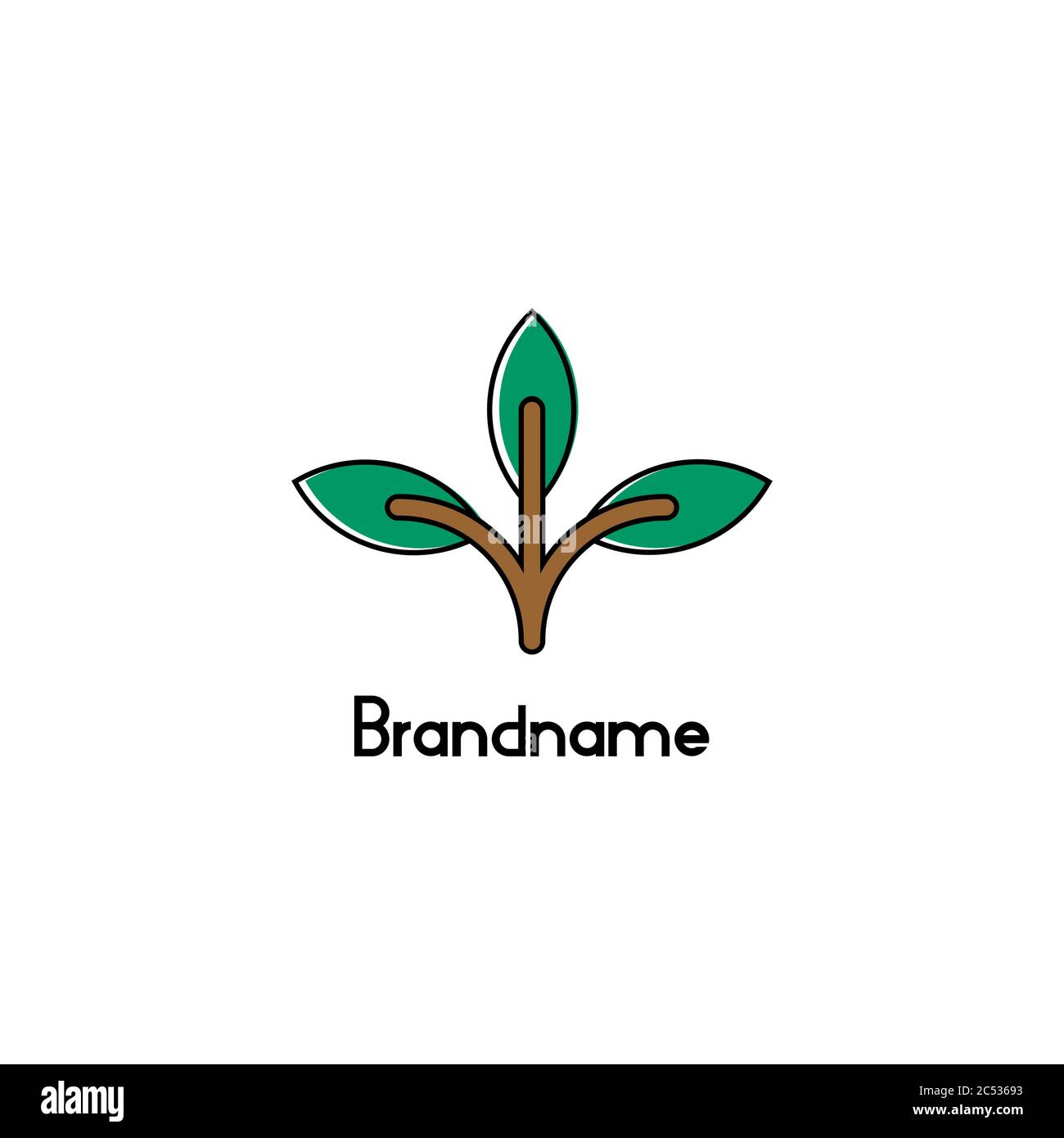 Einfache Pflanzen mit Blättern, Logos für die Pflanzenindustrie Unternehmen, Landwirtschaft und Naturprodukt. Stock Vektor