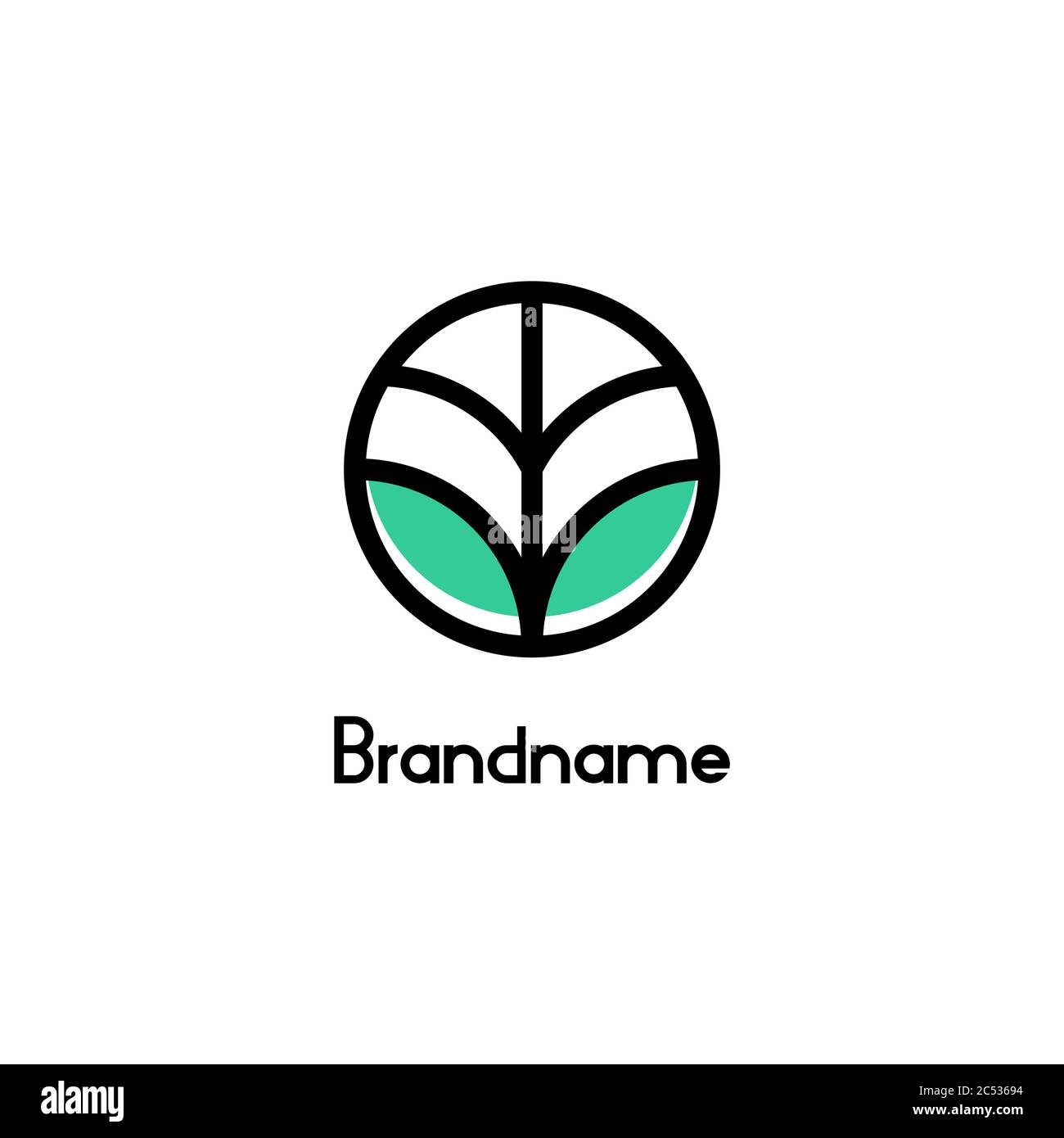 Modernes Logo für Umwelt und Landwirtschaft, Naturpflanzen-Ikone auf Kreis-Design-Konzept, einfaches und minimalistisches Logo-Design. Stock Vektor