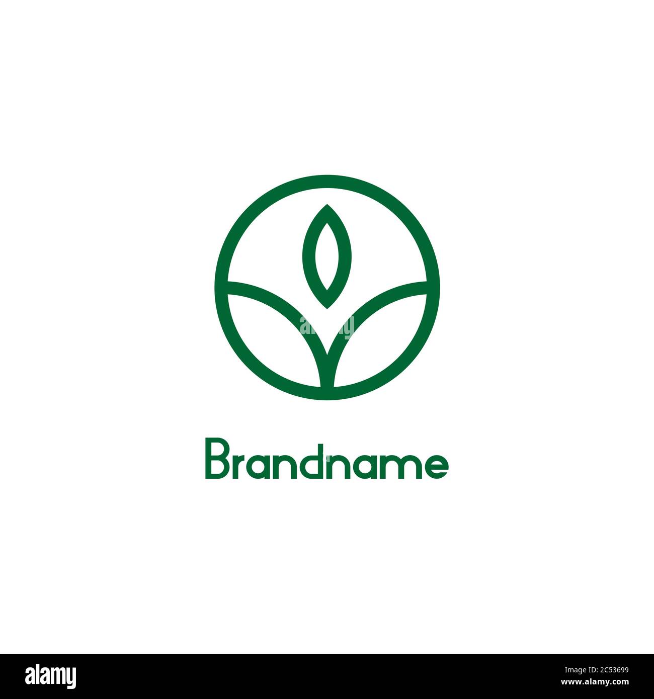 Modernes Logo für Umwelt und Landwirtschaft, Naturpflanzen-Ikone auf Kreis-Design-Konzept, einfaches und minimalistisches Logo-Design. Stock Vektor