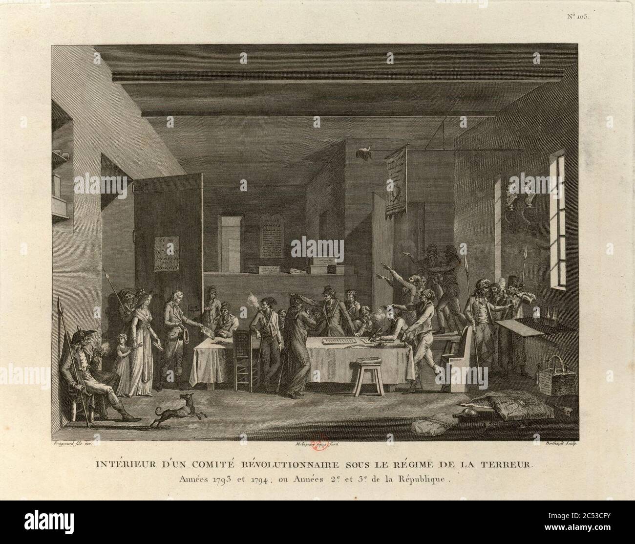 Intérieur d'un Comité révolutionnaire sous le régime de la Terreur. Stockfoto