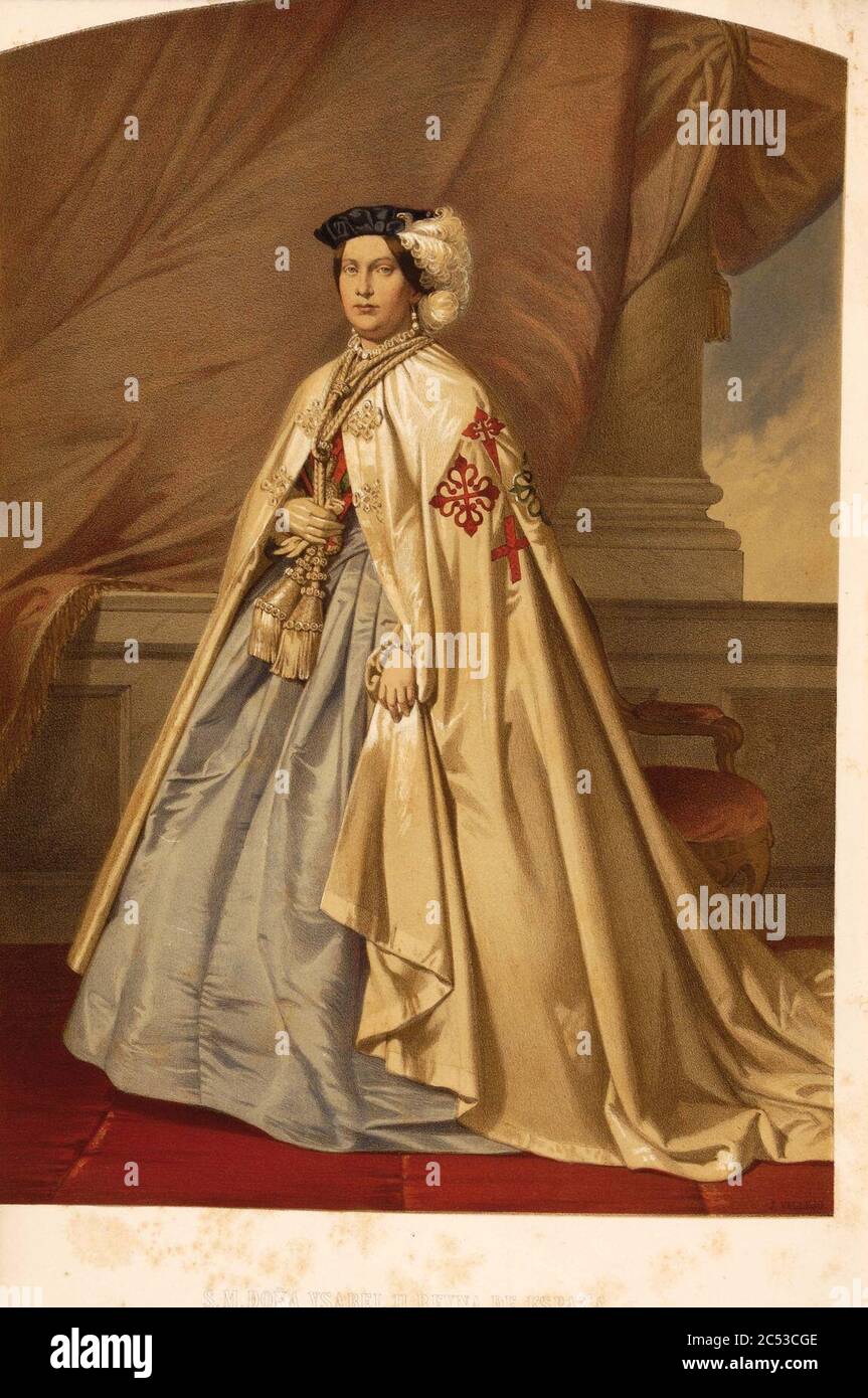 Isabel II, como Gran Maestre de las Órdenes Militares españolas. Stockfoto