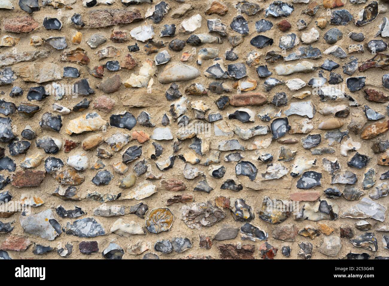 Nahaufnahme einer alten englischen Steinmauer Stockfoto