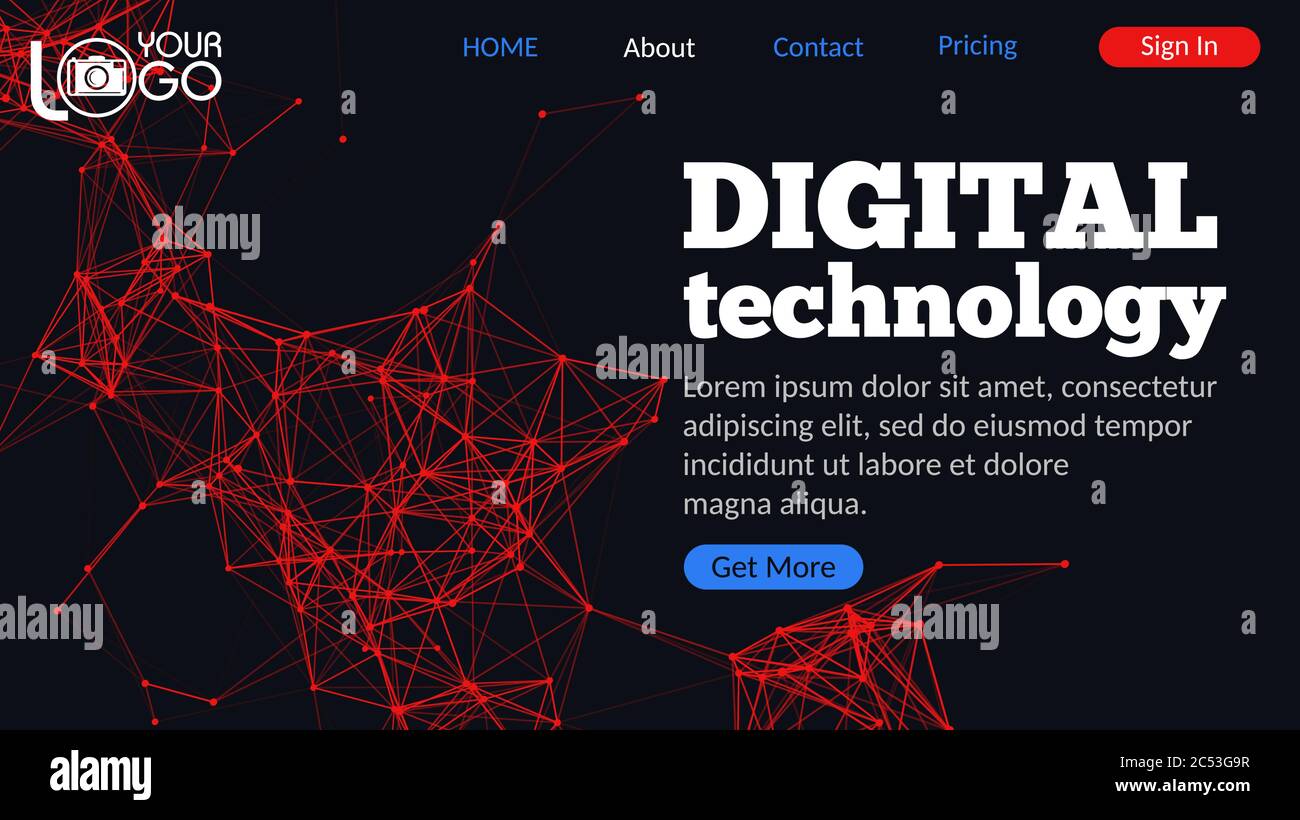 Bunte abstrakte Landing Page mit Plexus Stock Vektor