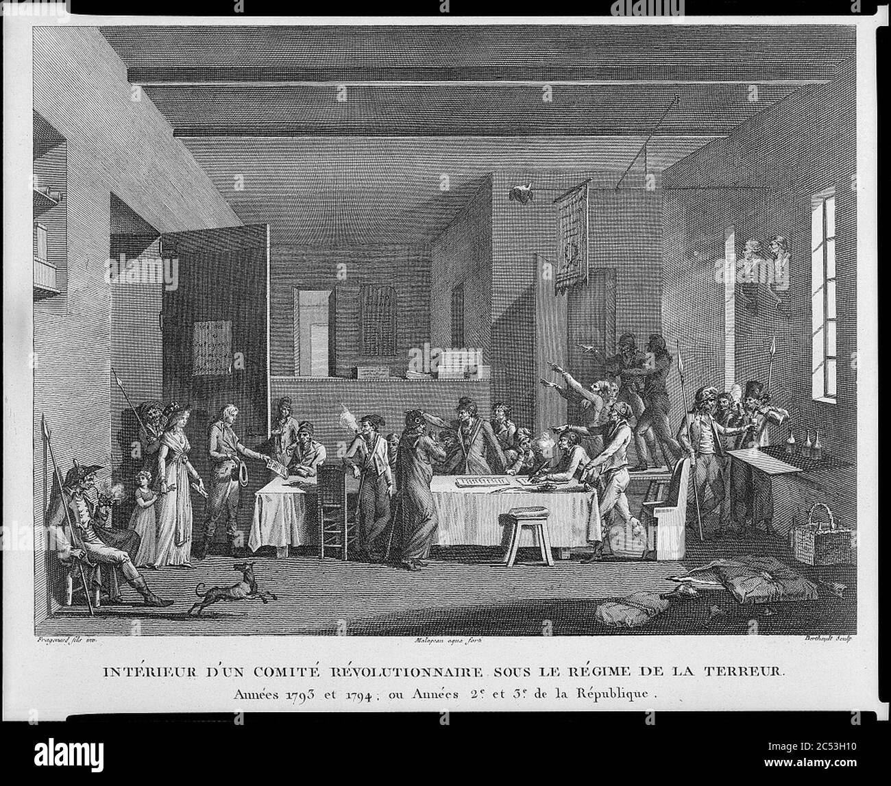 Intérieur d'un comité révolutionnaire sous le régime de la terreur - Fragonard fils inv. ; Malapeau aqua forti ; Berthault sculp. Stockfoto