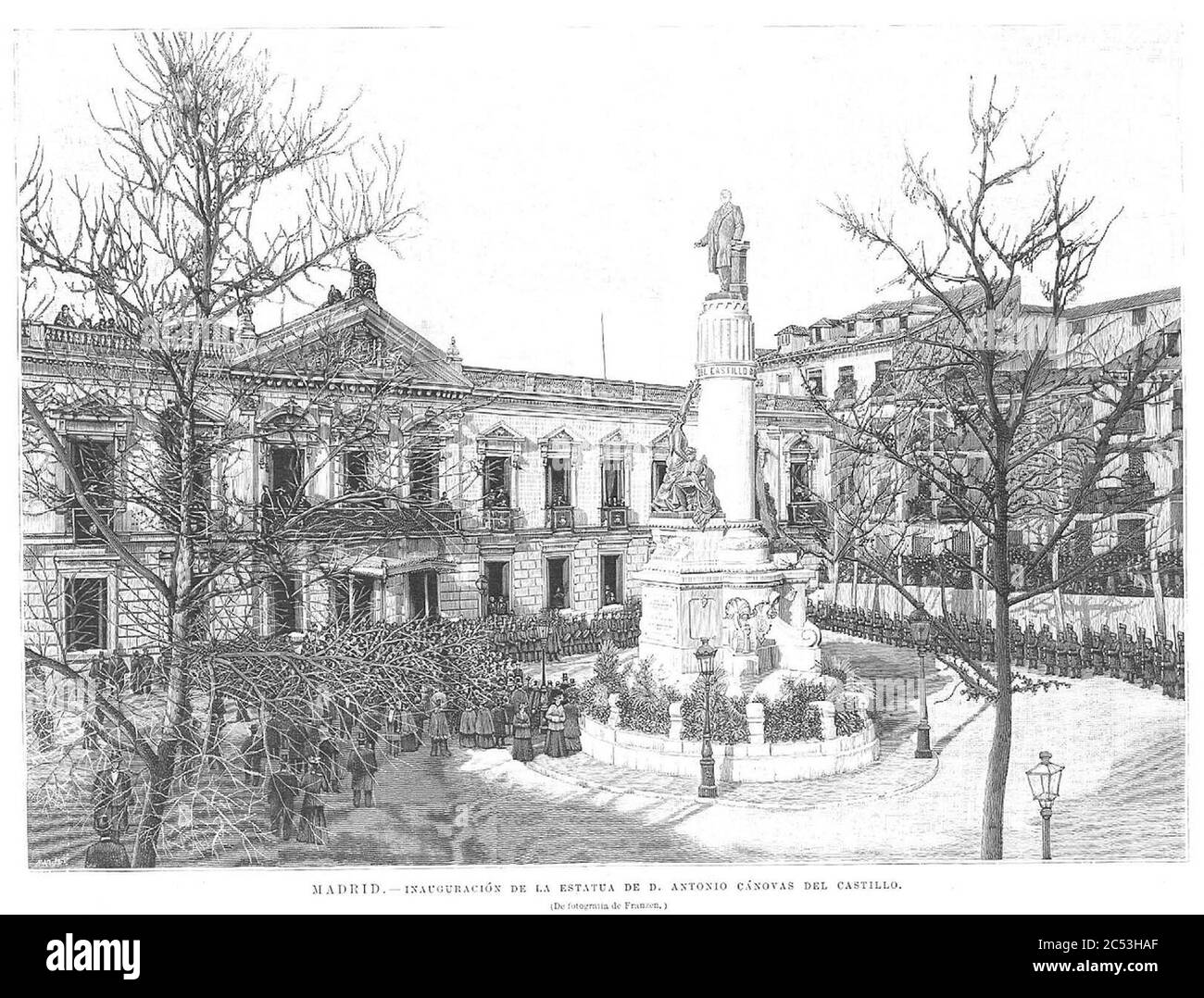 inauguración de la estatua de Antonio Cánovas del Castillo, Madrid, de fotografía de Franzen. Stockfoto