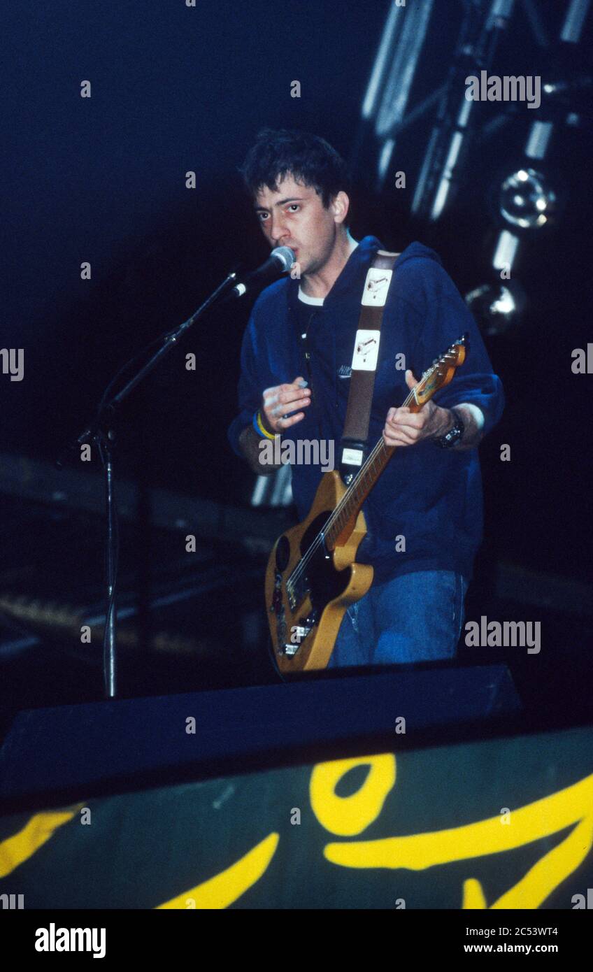 Blur beim Glastonbury Festival 1998, Worthy Farm Somerset, England. Stockfoto