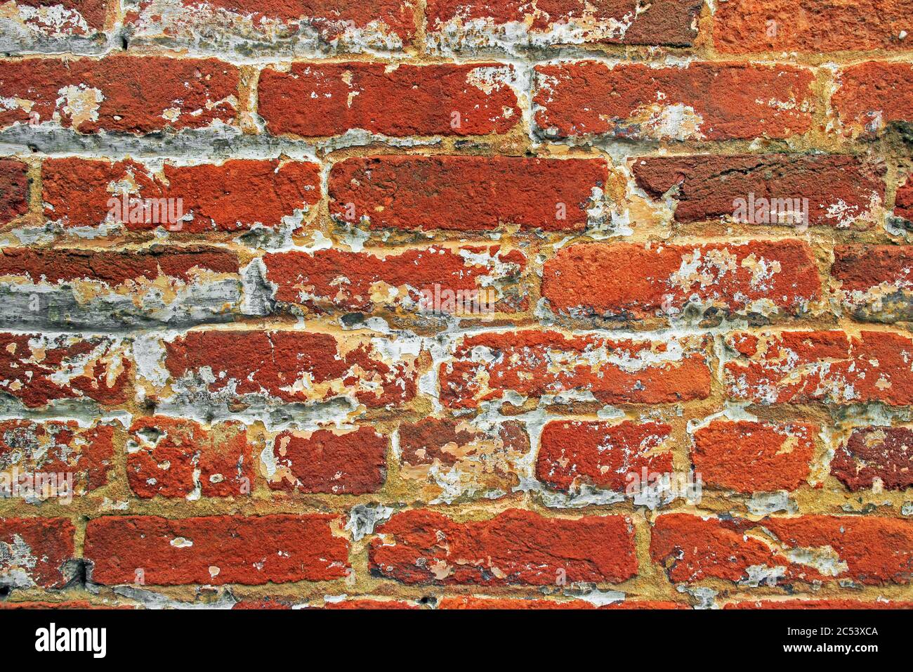 Detail einer roten Backsteinmauer. Stockfoto