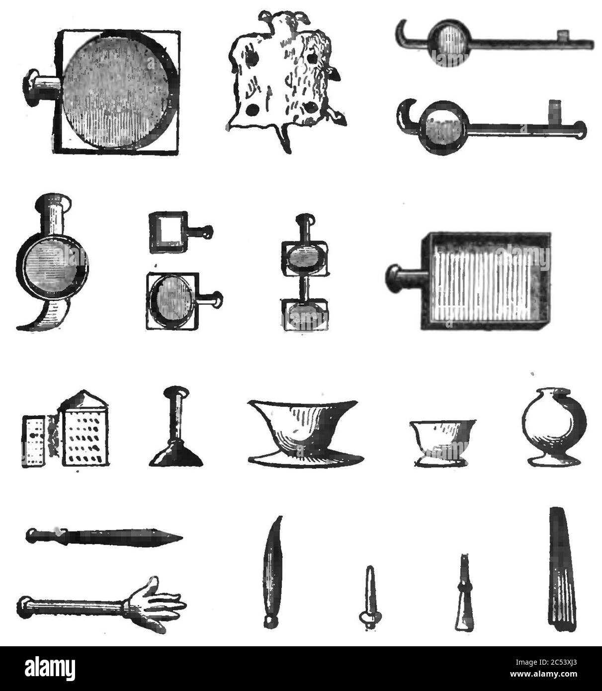 Werkzeuge für Beerdigungsinstvon - Seite 87 - Kapitel VIII - Geschichte Indiens Band 1 (1906). Stockfoto
