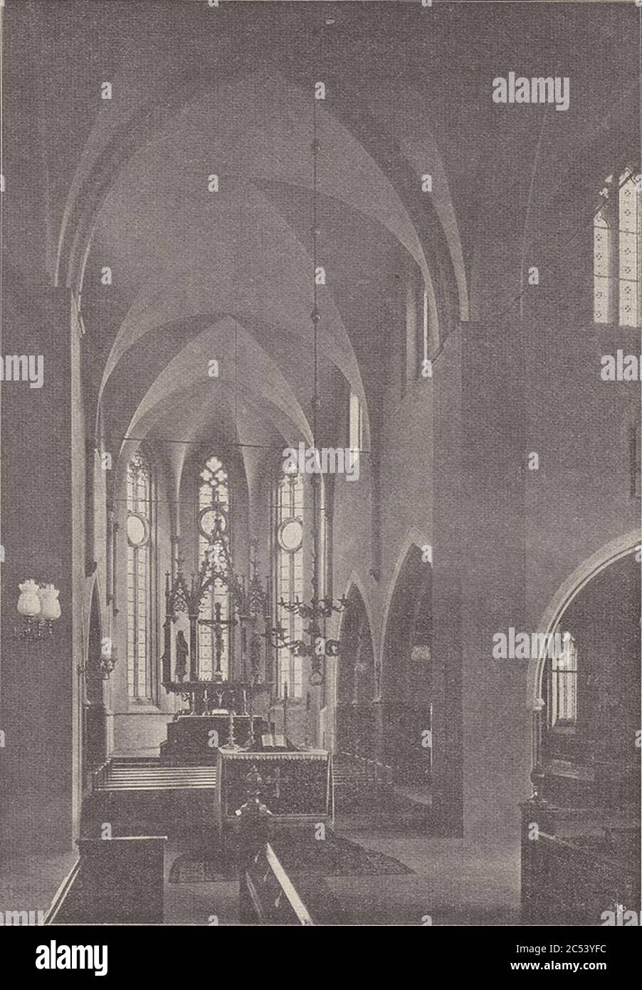 Innenansicht der St.-Martini-Kirche Halberstadt (um 1902). Stockfoto