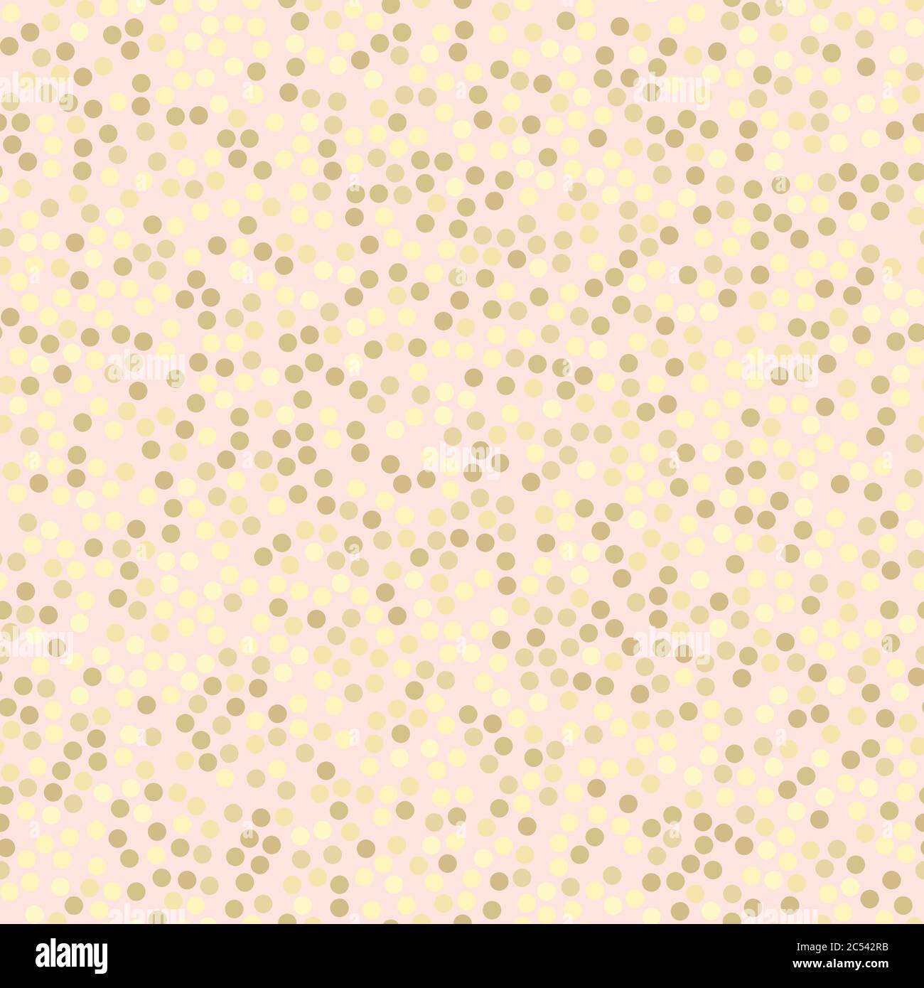 Goldene Glitzer Punkte, abstrakt rosa Hintergrund. Nahtloses Vektormuster. Glänzende Feiertagshintergrund. Goldene Kreise. Hintergrund aus Goldmetallfolie. Stock Vektor