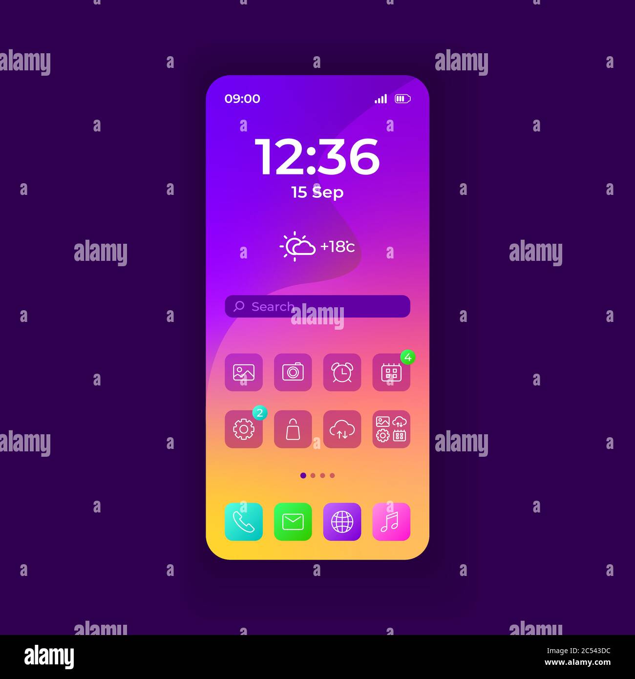 Vektorvorlage für Smartphone-Schnittstelle Stock Vektor
