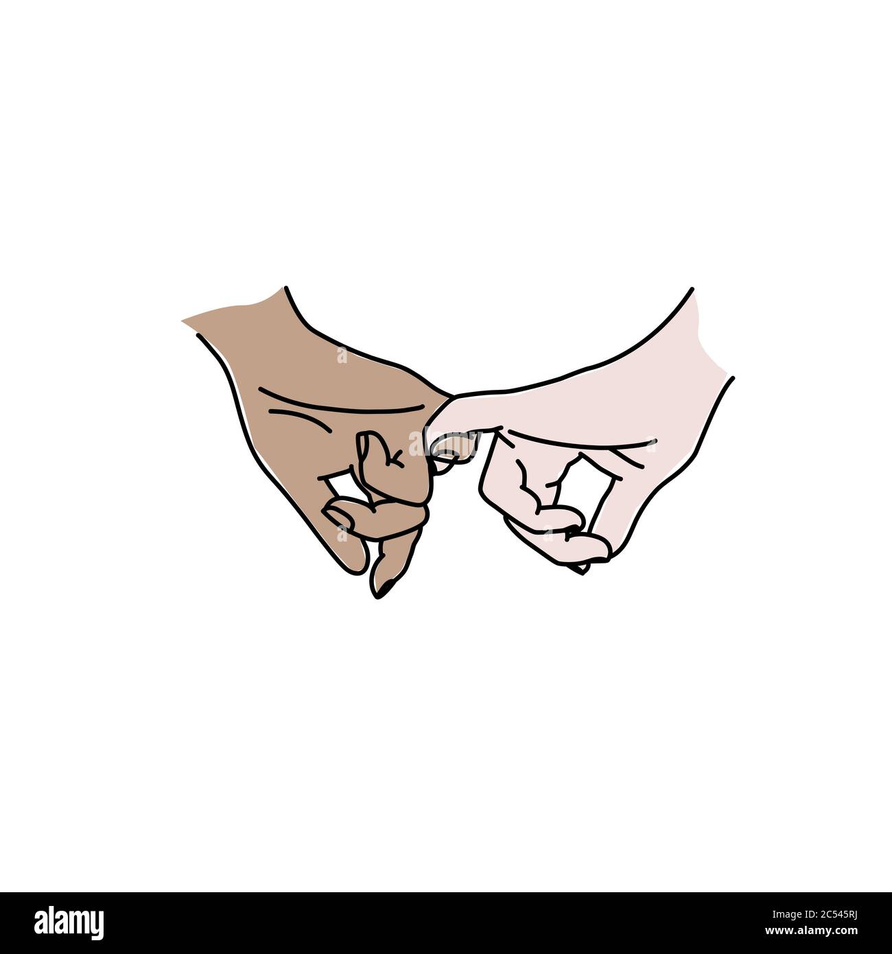 Skizze eines Paares, das einen kleinen Finger hält. Vektorgrafik. Stock Vektor