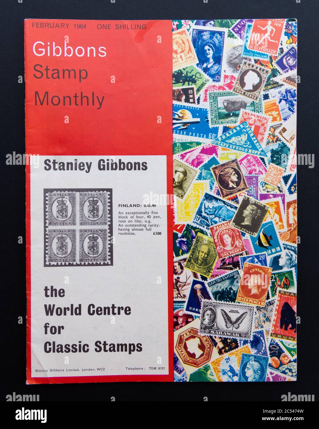 Gibbons Stamp Monthly Februar 1964 Briefmarkensammlungsmagazin von Stanley Gibbons Stockfoto