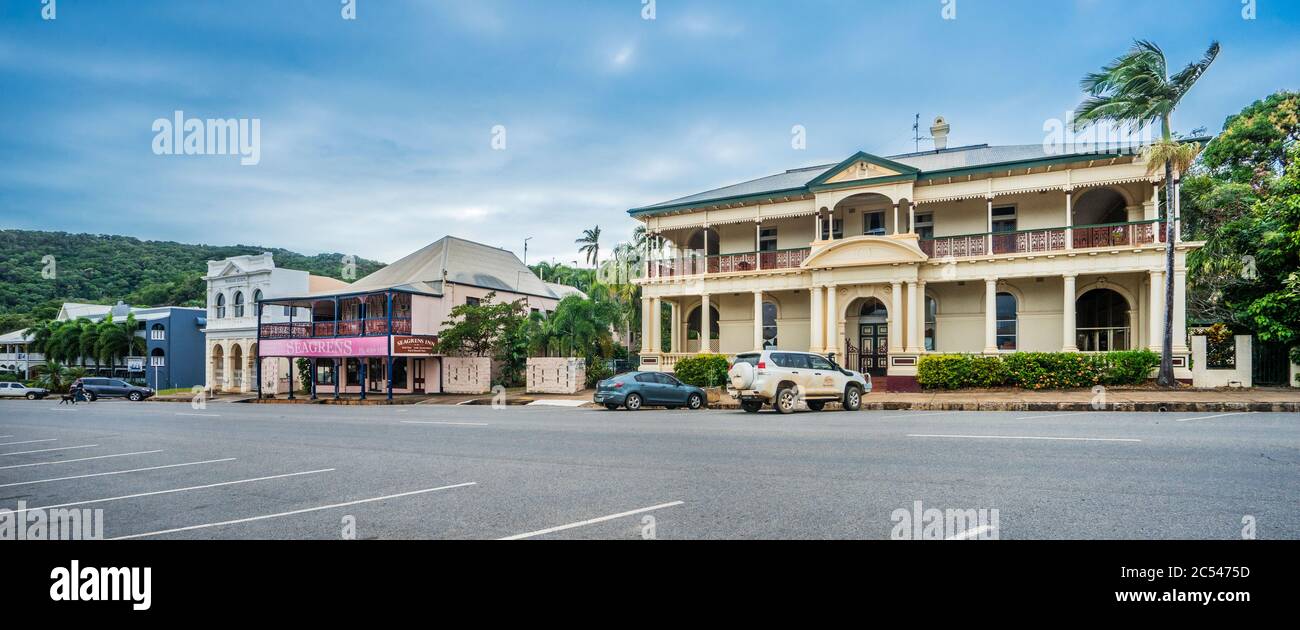 Das denkmalgeschützte ehemalige Bankgebäude wurde von Francis Drummond Greville Stanley entworfen und von 1891 bis 1891 in der Charlotte Street 120, Cooktown, Sh Stockfoto