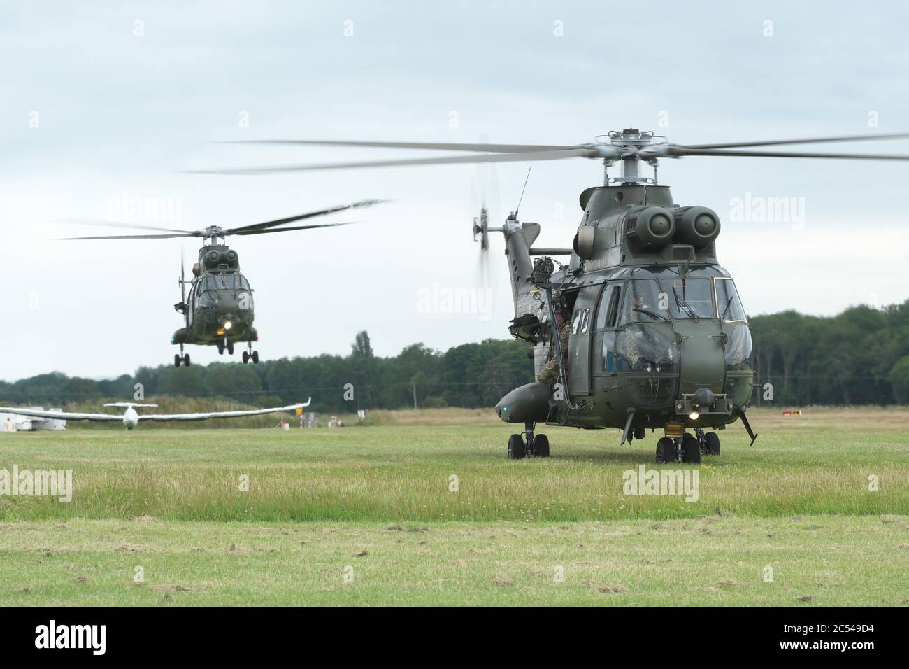 Royal Air Force ( RAF ) Puma HC2 Hubschrauber von 28 SQD von RAF Benson im Sommer 2020 gesehen Stockfoto