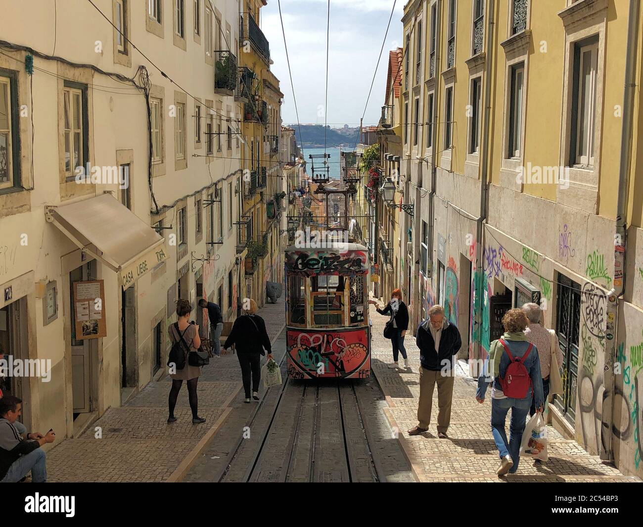 Seilbahn in Lissabon Stockfoto
